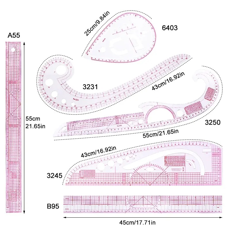 6 шт., французская кривая лине – обзор и цена Sewing Gauge Ruler