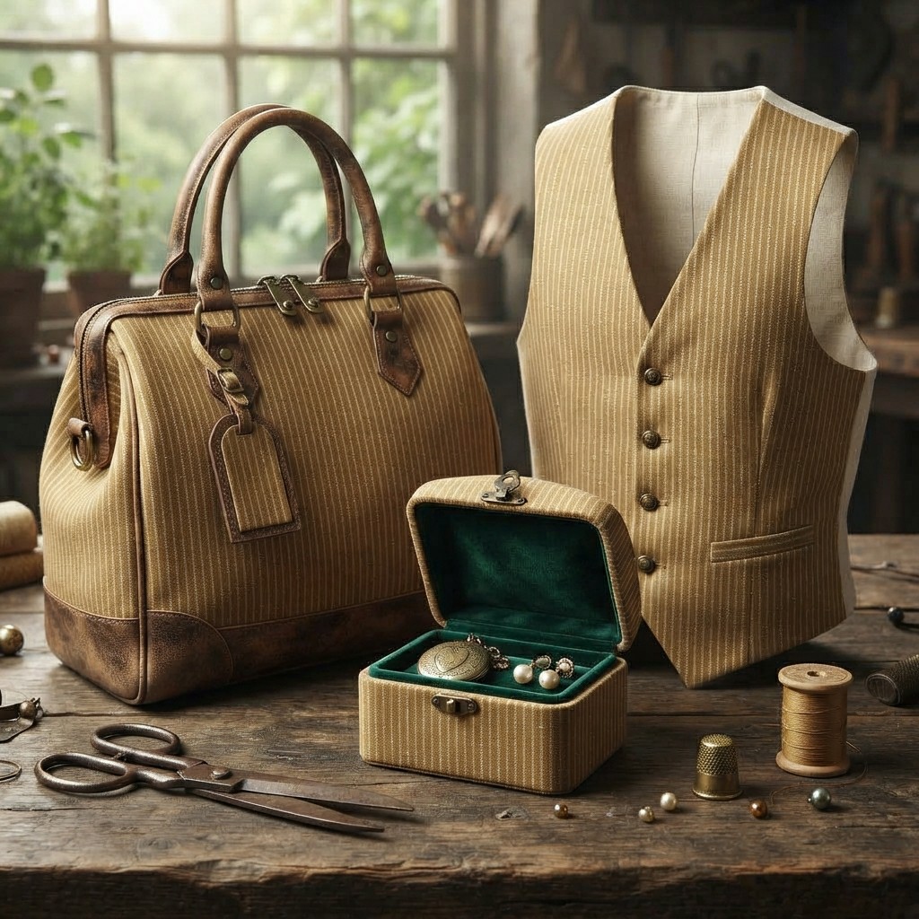 Ткань в полоску из льна и хлоп – обзор и цена Vintage Sewing Textile